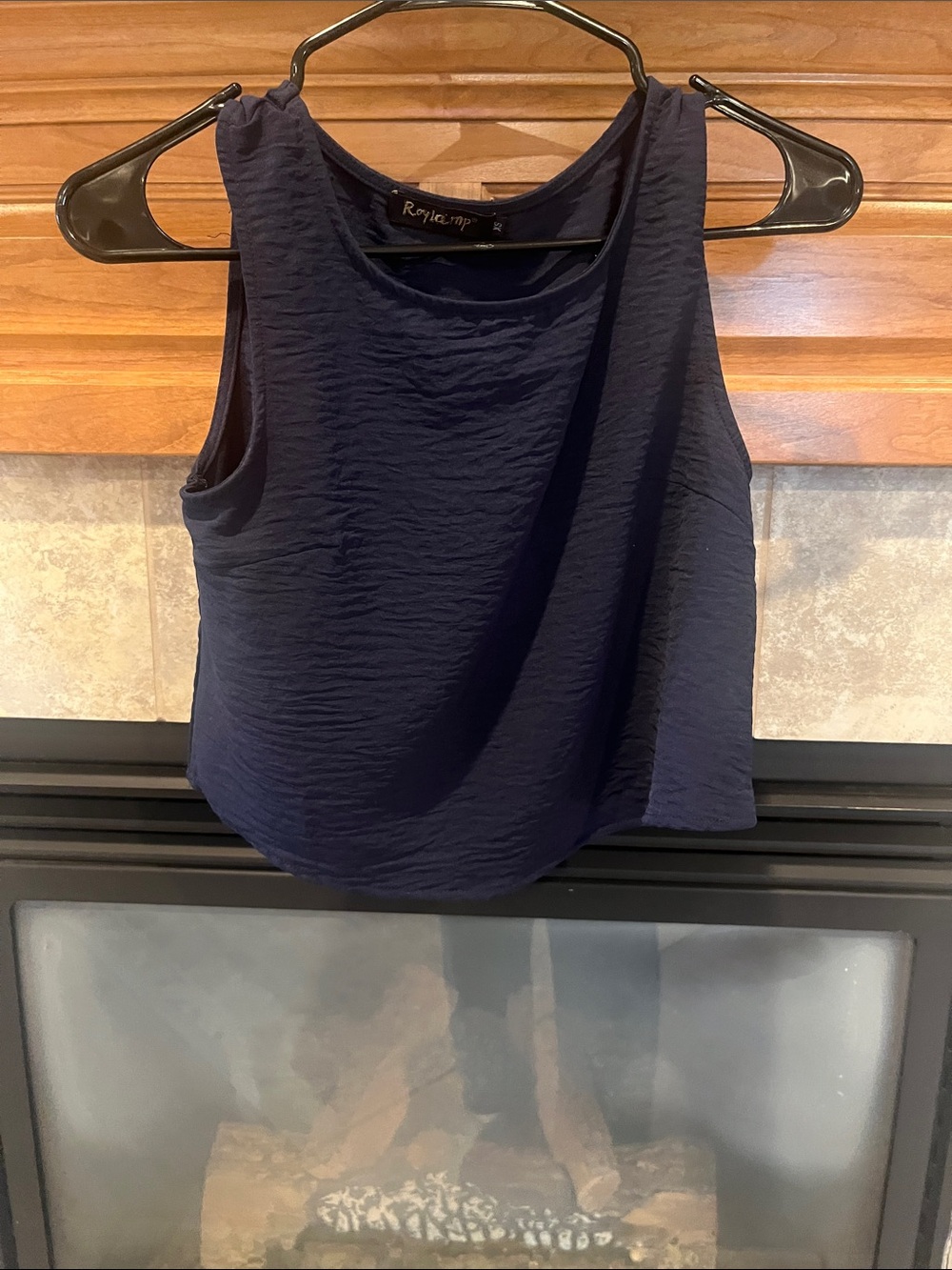 Royal camp navy blue polyester crop top size xs